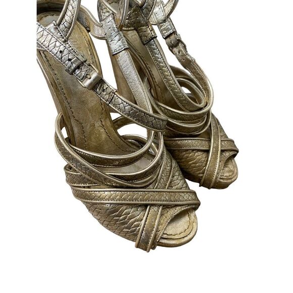 Givenchy Gold Strappy Sandal Heels - Picture 13 of 16
